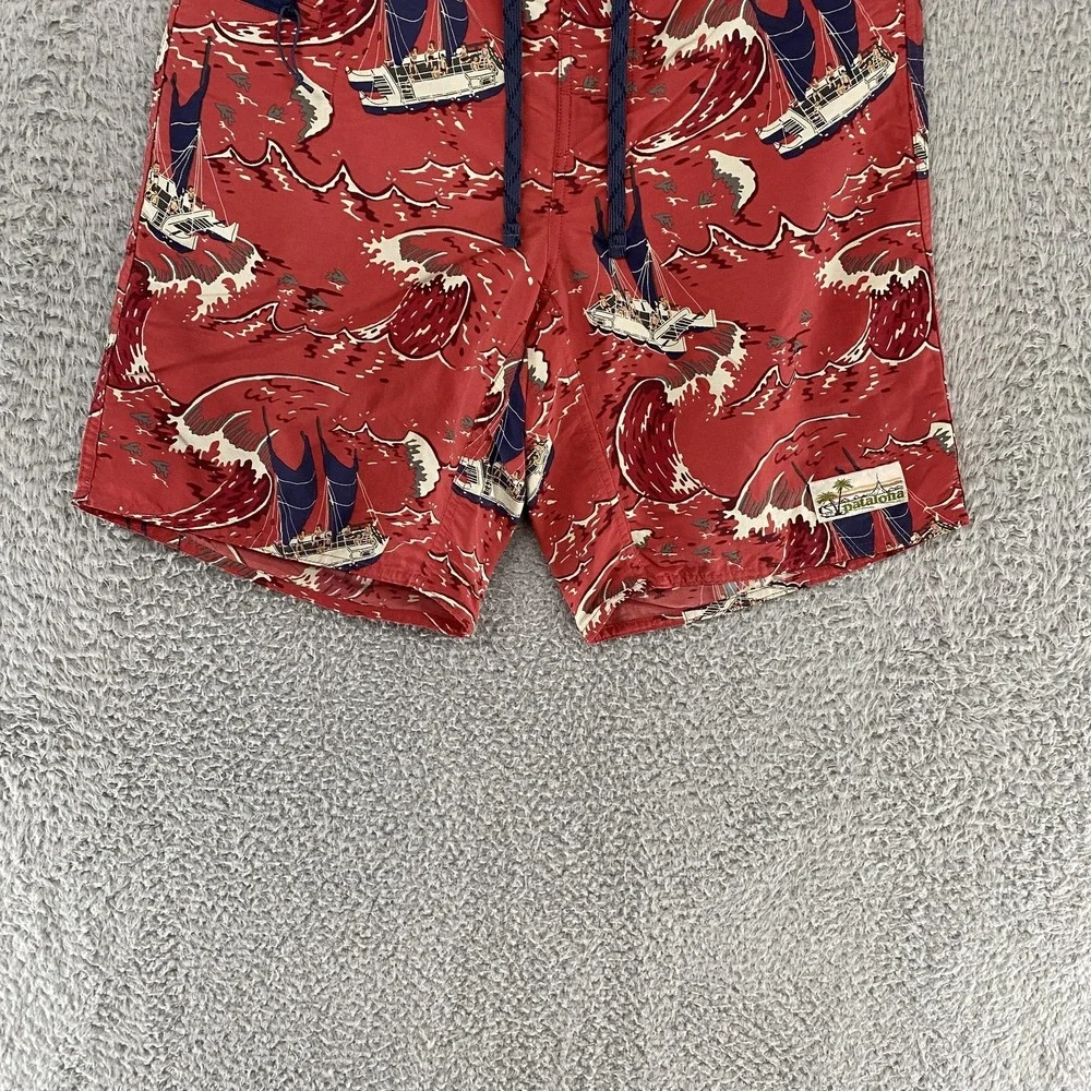 Patagonia Pataloha Board Shorts Mens 30‎ Red Sailing Catamaran Beach Sumer Boat